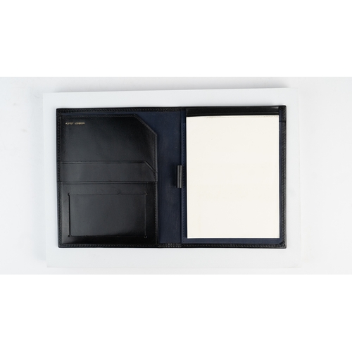 28 - A BLACK LEATHER ASPREY WRITING MEMO PAD, ASPREY LONDON, EARLY 21ST CENTURY
A black leather cover, op... 