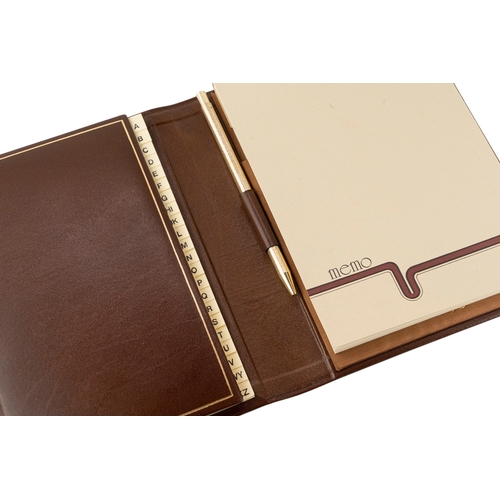 31 - ASPREY LEATHER TELEPHONE INDEX BOOK AND NOTEPAD
Gilt tooled along the edges, with a pen, unused 18 x... 