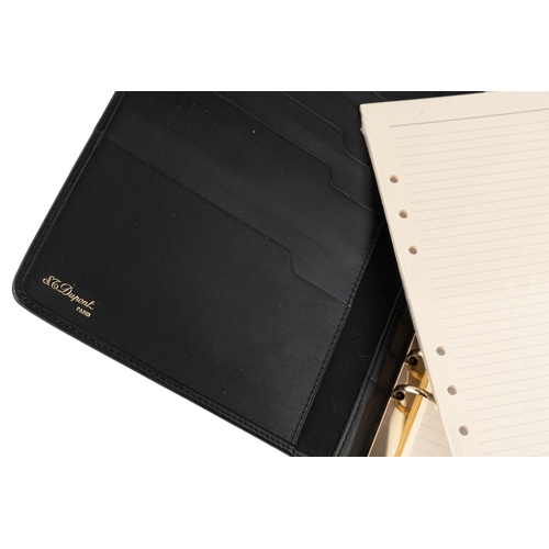 33 - S T DUPONT BLACK LEATHER ENVELOPE COVER WITH WRITING PAPER
 With a snap fastener, comprising of comp... 