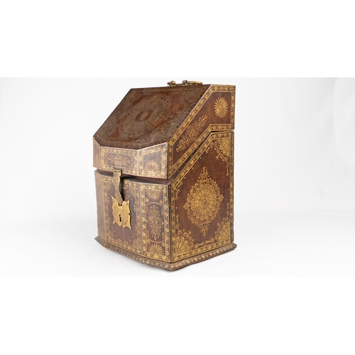 37 - A WOODEN STATIONERY AND CIGARETTE BOX, EUROPE 
Of bombé rectangular form, the hinged sloping cover w... 