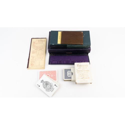 45 - A LEATHER BOX FOR AUCTION BRIDGE, BY THOMAS DE LA RUE & CO LTD, 1924
Of rectangular form, the maroon... 