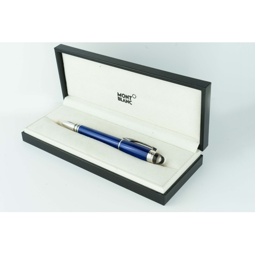 65 - MONT BLANC ROLLERBALL PEN 

Parliament blue resin on the barrel and cap, the lid has the serial numb... 