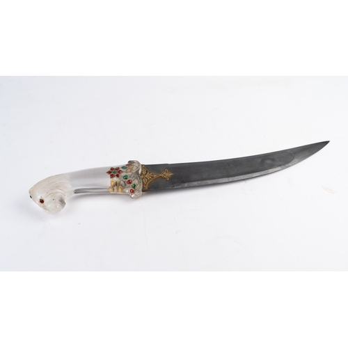 84 - A MUGHAL-INDIA ROCK CRYSTAL DAGGER

With double-edged watered-steel blade tapering to point, 
36cm
T... 