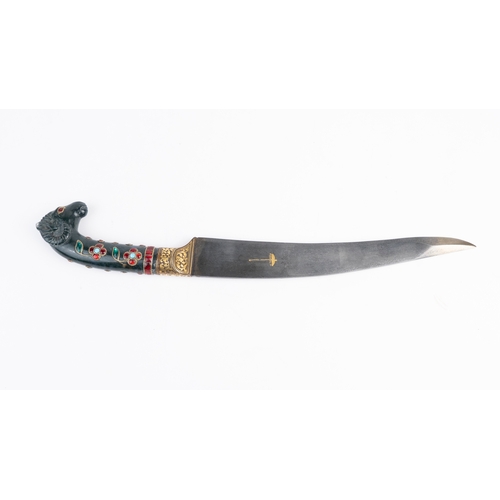 87 - A HORSE-HEADED INDIAN-MUGHAL KHANJAR DAGGER, INDIA
bearing the hand carved rams head grip handle of ... 