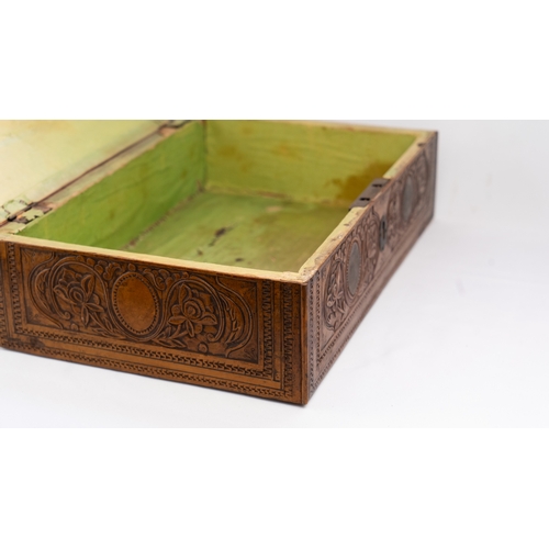 100 - TWO PERSIAN QAJAR FRUITWOOD BOXES, LATE 19th CENTURY
Of rectangular form, resting on a flat base, hi... 