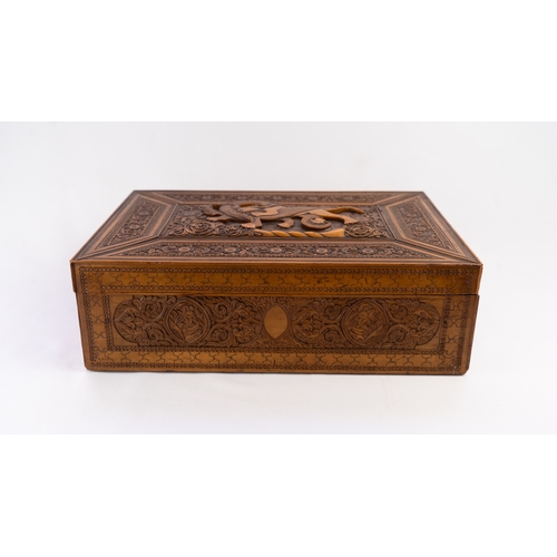 102 - A PERSIAN QAJAR FRUITWOOD BOX, EARLY 20TH CENTURY 

Of rectangular form, with a pull-off lid, the in... 