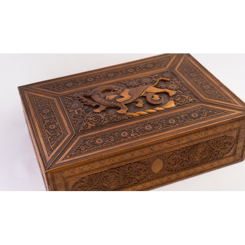 102 - A PERSIAN QAJAR FRUITWOOD BOX, EARLY 20TH CENTURY 

Of rectangular form, with a pull-off lid, the in... 