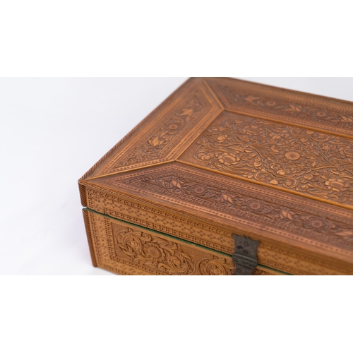 104 - A RUSSIAN WOODEN BOX

Of rectangular form, resting on flat base, with hinged lid attached to the box... 