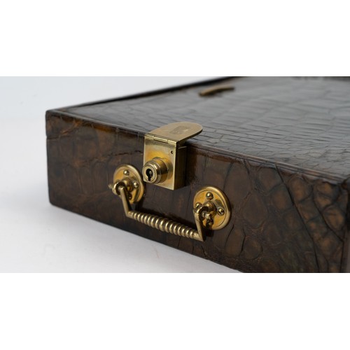 39 - A FINE ALLIGATOR LEATHER WRITING BOX BY J.C. VICKERY REGENT STREET
f rectangular form, the writing b... 