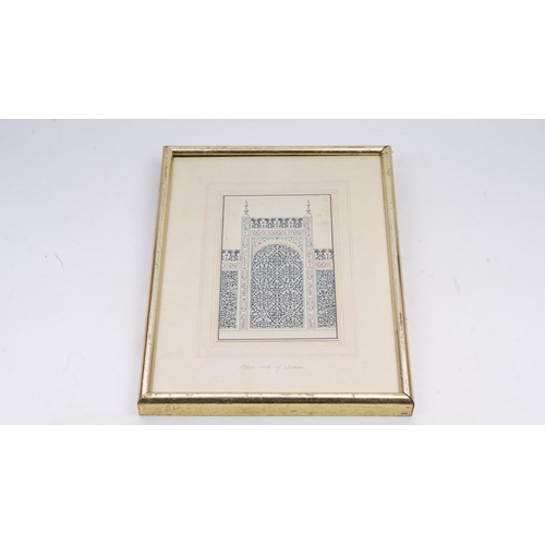 36 - AN ARCHITECTURAL STUDY, A LITOGRAPHIC DRAWING OF JALI SCREEN, DELHI OR AGRA, CIRCA 1820-30

Of recta... 