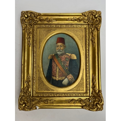 63 - AN OIL PAINTING PORTRE OF OTTOMAN SULTAN MEHMED RESHAT
A finely executed oval portrait of Ottoman Su... 