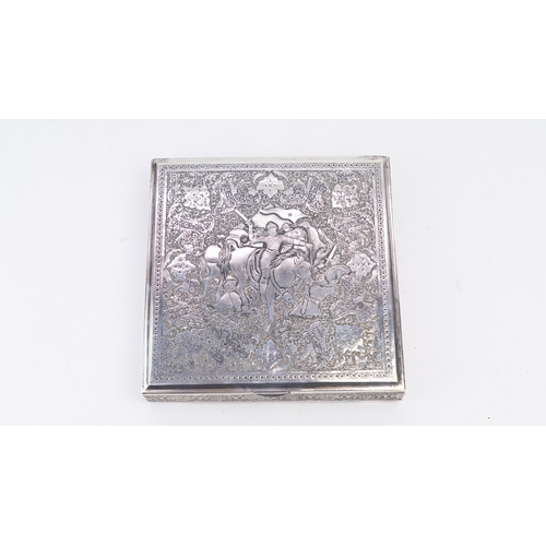 67 - A MID-20TH CENTURY PERSIAN SILVER CIGARETTE OR CONFECTIONERY BOX, ISFAHAN, CIRCA 1950
MARK OF REZA, ... 