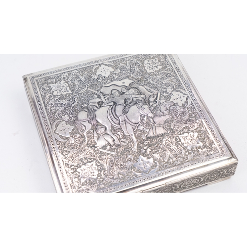 67 - A MID-20TH CENTURY PERSIAN SILVER CIGARETTE OR CONFECTIONERY BOX, ISFAHAN, CIRCA 1950
MARK OF REZA, ... 