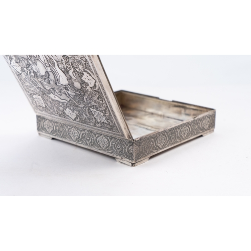 67 - A MID-20TH CENTURY PERSIAN SILVER CIGARETTE OR CONFECTIONERY BOX, ISFAHAN, CIRCA 1950
MARK OF REZA, ... 