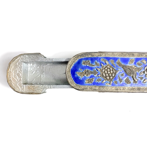 72 - A  QAJAR PENCASE, BLUE QALAMDAN
A typical rectangular shape pen-case (Qalamdan) of elongated form fr... 