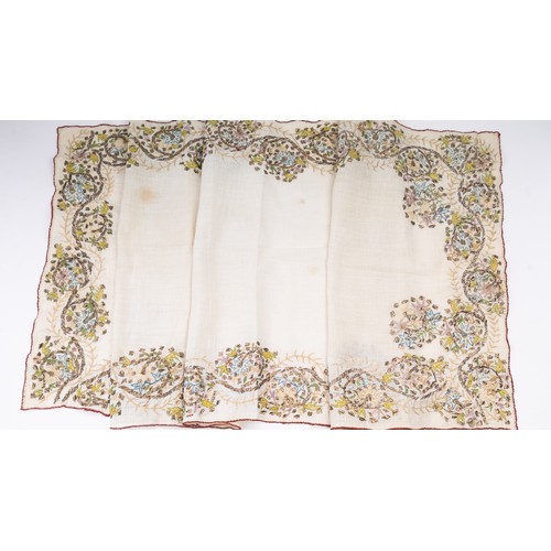 88 - GOLD AND SILK EMBROIRED OTTOMAN TEXTILE, 

40.5x94cm  the cover intricately decorated with a large b... 