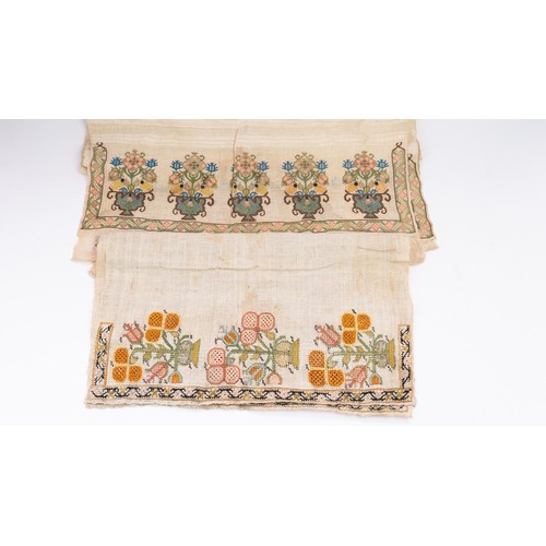 87 - TWO OTTOMAN EMBROIRED TEXTILES, YAGLIK 19TH CENTURY

Each of rectangular form, both ends decorated w... 