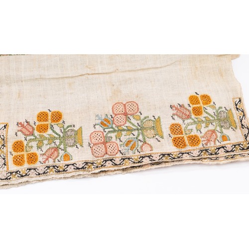 87 - TWO OTTOMAN EMBROIRED TEXTILES, YAGLIK 19TH CENTURY

Each of rectangular form, both ends decorated w... 