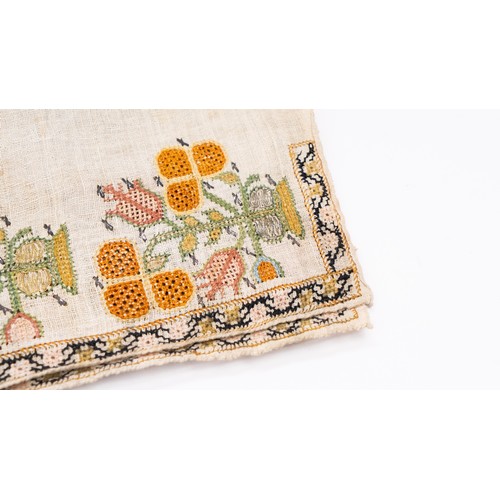 87 - TWO OTTOMAN EMBROIRED TEXTILES, YAGLIK 19TH CENTURY

Each of rectangular form, both ends decorated w... 