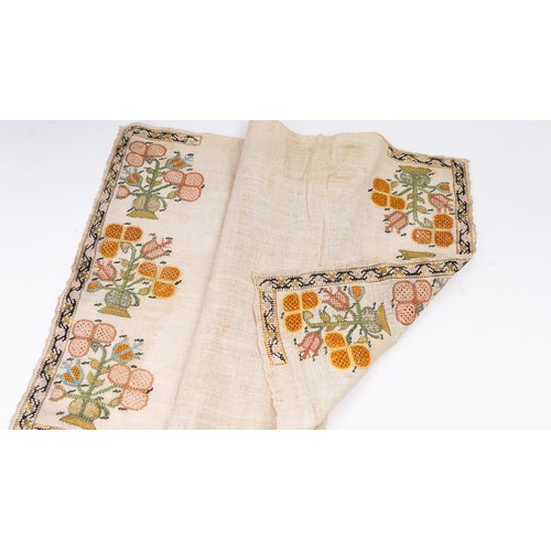 87 - TWO OTTOMAN EMBROIRED TEXTILES, YAGLIK 19TH CENTURY

Each of rectangular form, both ends decorated w... 