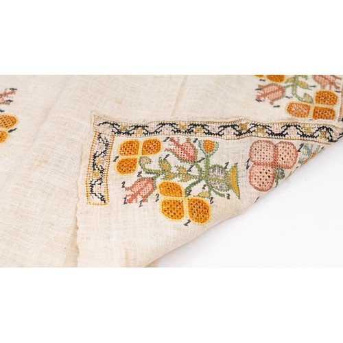 87 - TWO OTTOMAN EMBROIRED TEXTILES, YAGLIK 19TH CENTURY

Each of rectangular form, both ends decorated w... 