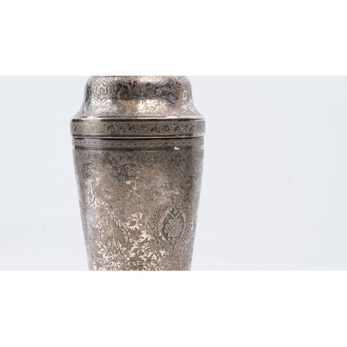 75 - A 19TH-CENTURY QAJAR SILVER SHAKER
A 
charming silver shaker, bearing hallmarks