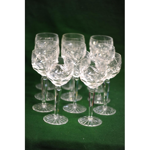 183 - 11 Long-stemmed Waterford cut glass wine glasses
