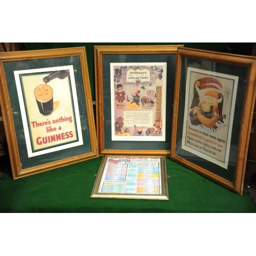 233 - Three framed Guinness posters & one framed Cork GAA poster