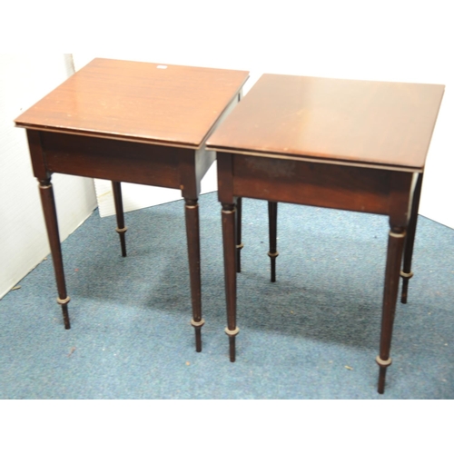 240 - Pair of mahogany bedside tables on turned and reeded legs (24