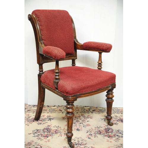 68 - Victorian red upholstered Barber's Chair (from the hair dressing Salon of Mr. W. J. Carey, 62 Patric... 