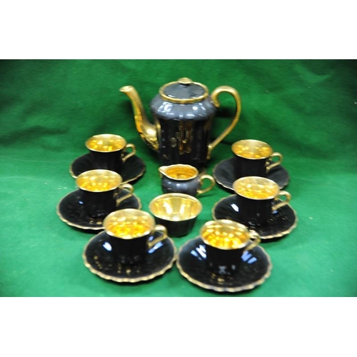 69 - Black and Gold 15 piece Coffee Set.