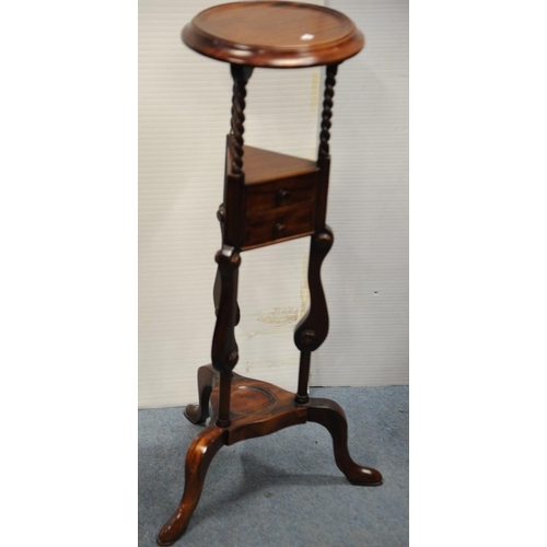 122 - Edwardian Mahogany Pedestal Stand fitted with two drawers.