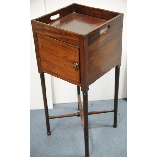 149 - Georgian Mahogany Bedside Locker with gallery top.