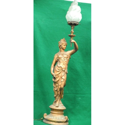 176 - Metal Roman Figure of a Lady holding Lamp (38