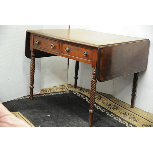 188 - Regency Mahogany and crossbanded Sofa Table fitted with two drawers and 2 dummy drawers on reeded an... 