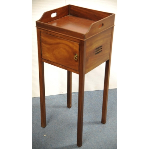 197 - Georgian Mahogany Bedside Locker with gallery top.