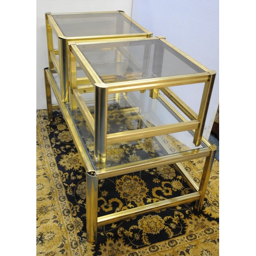 242 - Set of 3 metal metal glass topped Coffee Tables.