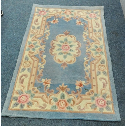 246 - Blue wool Floral Rug (5ft. X 3ft.)