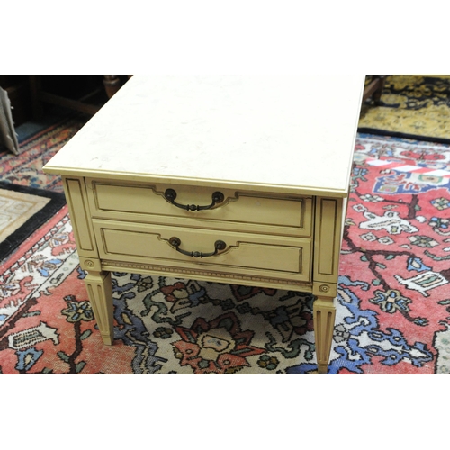 252 - American Marble topped Side Table fitted with two drawers (21