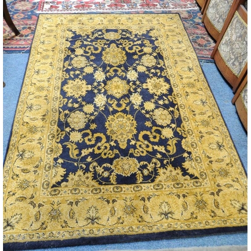 256 - Blue and cream Wool & Acrylic Rug. (6ft. x 4ft.)