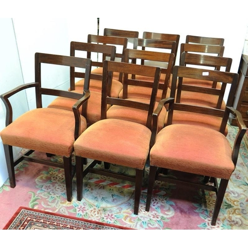 283 - Set of 12 Mahogany upholstered Diningroom Chairs including two Carvers.