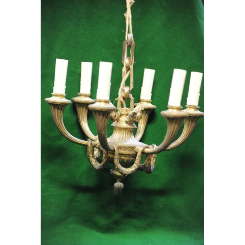 288 - Antique French brass 6 branch Chandelier