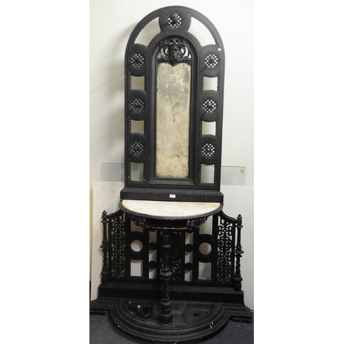 141 - Cast Iron Marble topped Hall Stand                (40