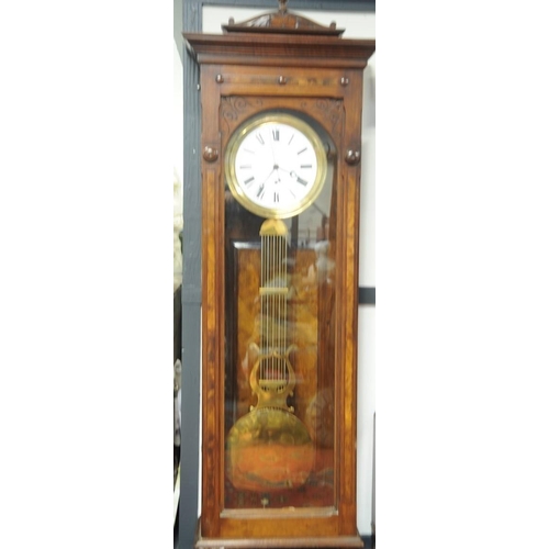 190 - Victorian Mahogany  Long Cased Clock with brass and ceramic dial and large Brass Pendulum