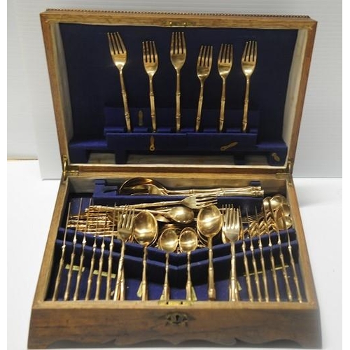 196 - Gold Plated Canteen of Cutlery in Case