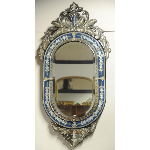 201 - Bevelled Glass Oval Shaped Venetian Wall Mirror (27