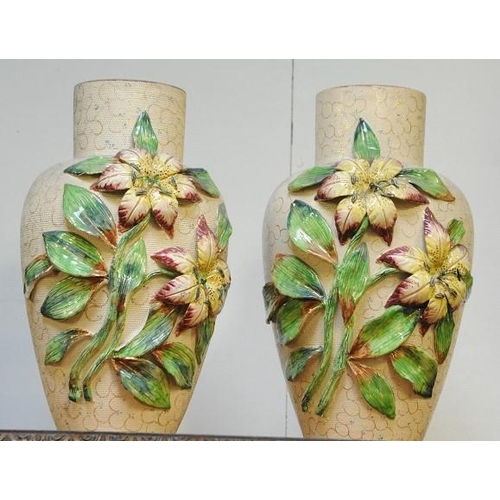 229 - Pair of Majolica style Flower Vases (16