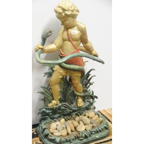 236 - Cast Iron Umbrella Stand of Boy with Serpent (33