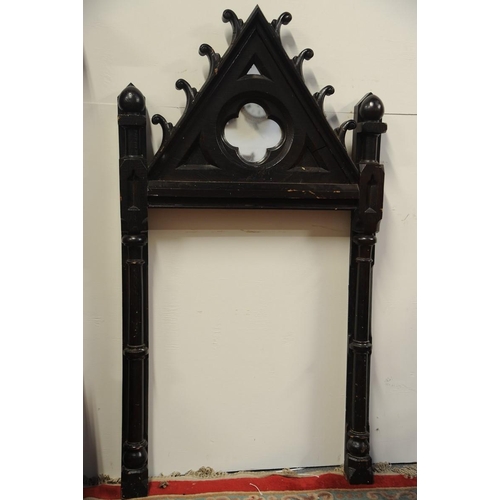 243 - Carved Oak Gothic Mirror Backed Frame (60