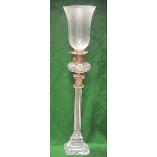 26 - Large cut glass Oil Lamp and Shade (27